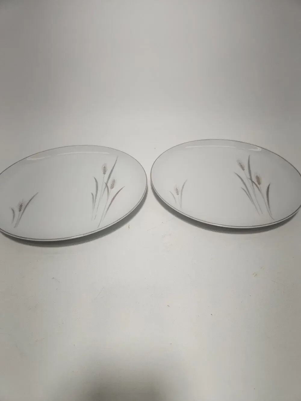 Set of 2 Vintage Platinum Wheat Fine China Japan Dinner Plates 10.25